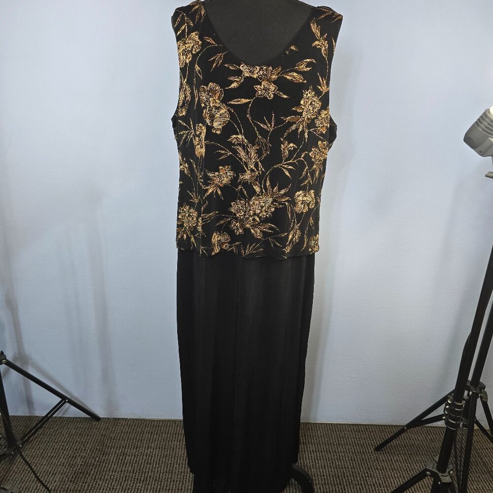 Coldwater Creek Pullover Maxi Dress Gold Metallic Threading Size XL (P-24)